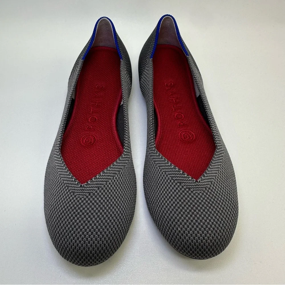 ROTHY'S The Flat Charcoal Knit Fabric Slip On Ballet Flats round toes size W 6.5